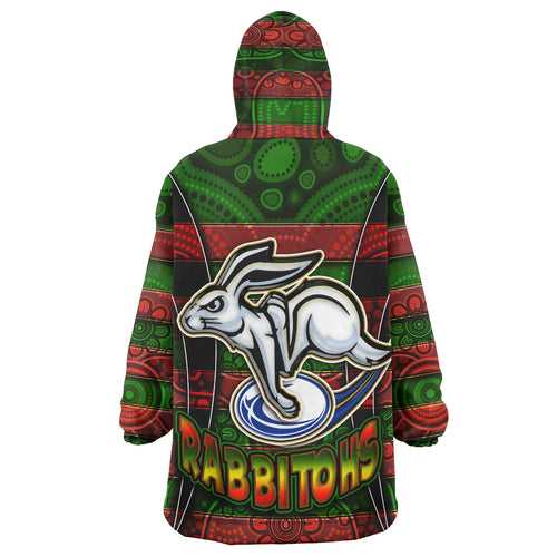 rabbitohs-rugby-snug-hoodie-custom-rabbit-aboriginal-style-pattern-personalised-player-and-number-oodie-blanket