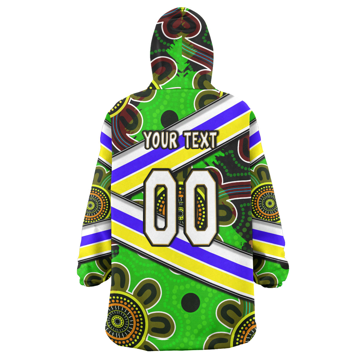 raiders-rugby-snug-hoodie-custom-raiders-with-rugby-ball-aboriginal-art-personalised-player-and-number-oodie-blanket