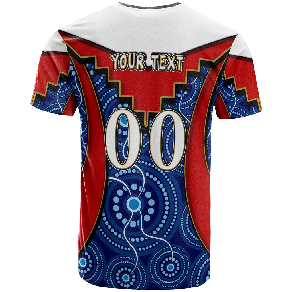 roosters-rugby-t-shirt-custom-rooster-with-rugby-ball-aboriginal-dot-painting-personalised-player-and-number-t-shirt