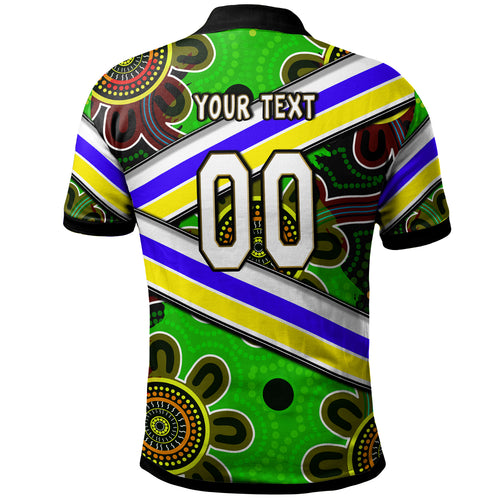 raiders-rugby-polo-shirt-custom-raiders-with-rugby-ball-aboriginal-art-personalised-player-and-number-polo-shirt