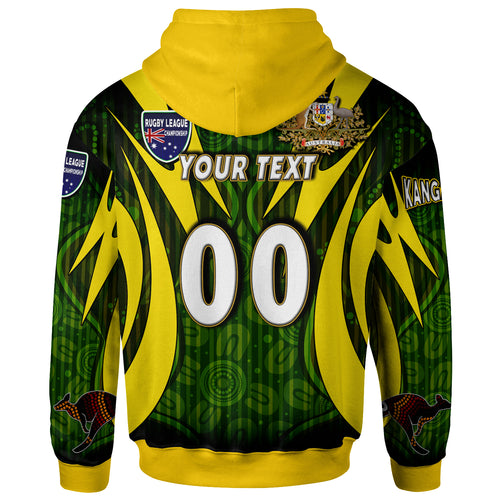 kangaroos-rugby-hoodie-custom-kangaroo-rugby-league-coat-of-arms-aboriginal-culture-personalised-player-and-number-hoodie