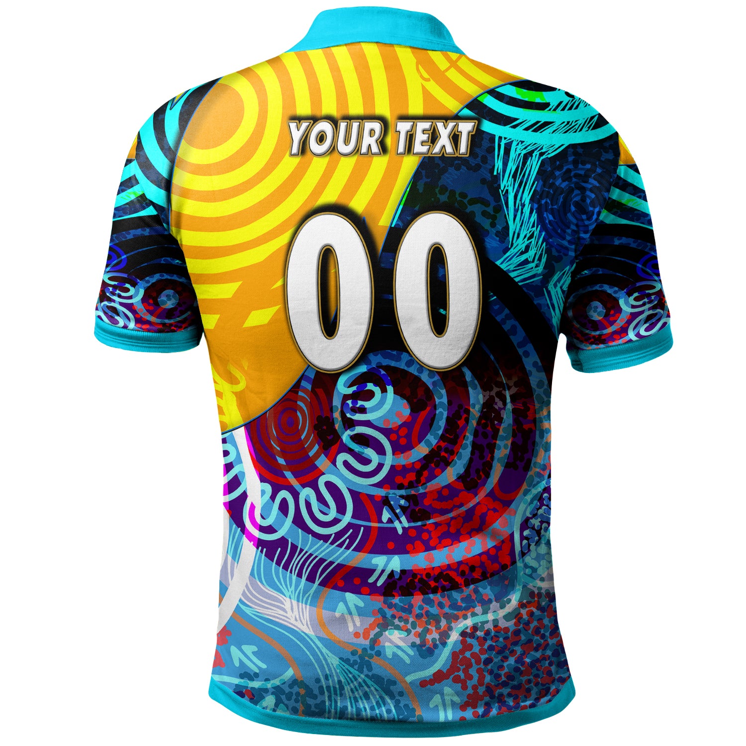 nrlw-titans-rugby-polo-shirt-custom-titans-womens-rugby-league-aboriginal-dot-painting-player-and-number-woman-polo-shirt