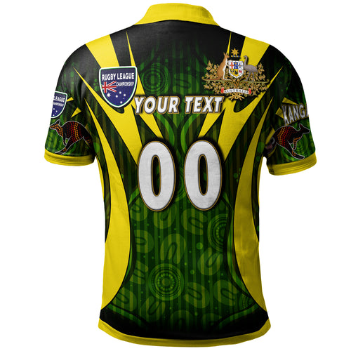 kangaroos-rugby-polo-shirt-custom-kangaroo-rugby-league-coat-of-arms-aboriginal-culture-personalised-player-and-number-polo-shirt