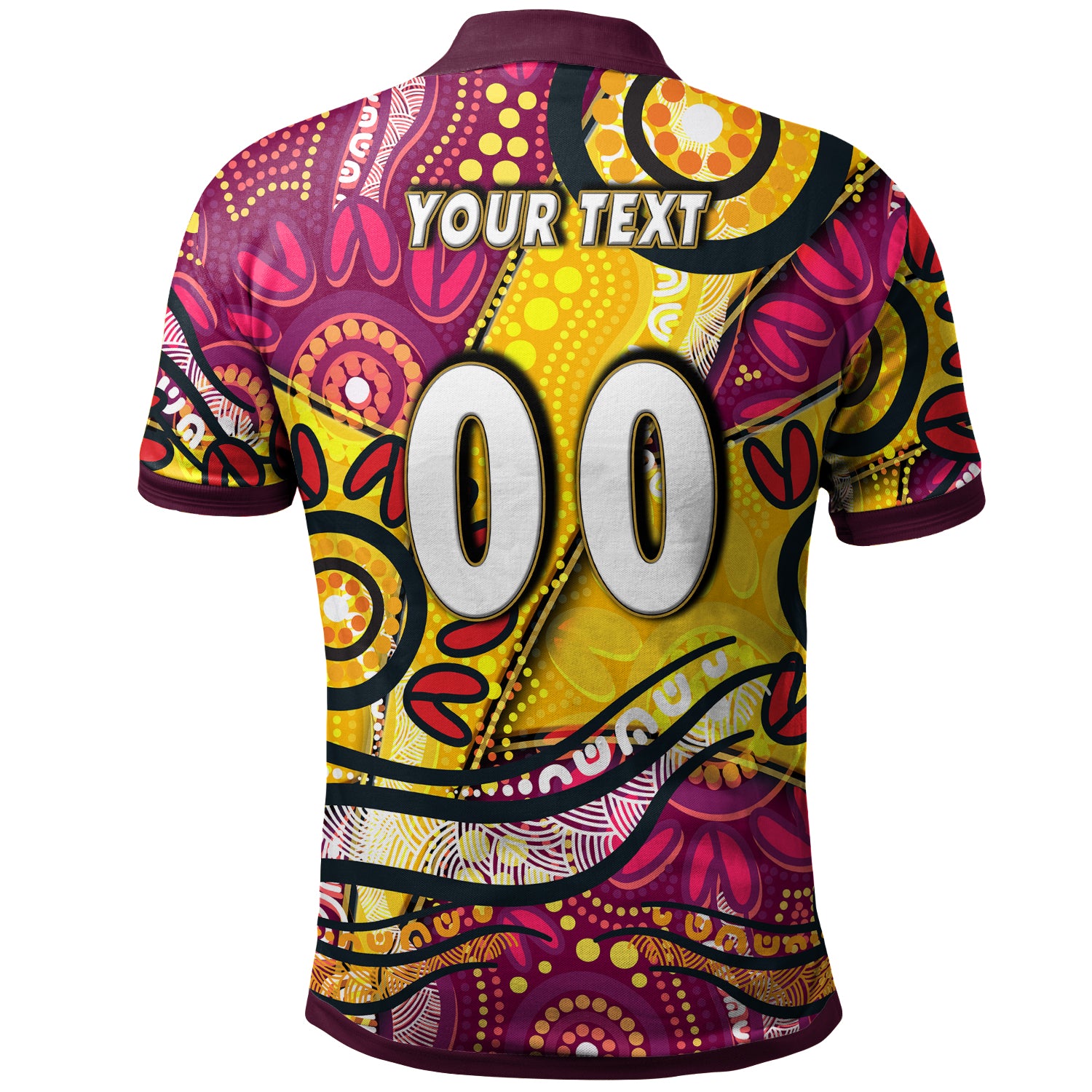nrlw-broncos-rugby-polo-shirt-custom-broncos-rugby-womens-rugby-league-aboriginal-dot-painting-polo-shirt
