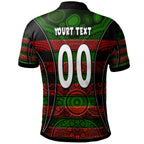 rabbitohs-rugby-polo-shirt-custom-rabbit-aboriginal-style-pattern-personalised-player-and-number-polo-shirt