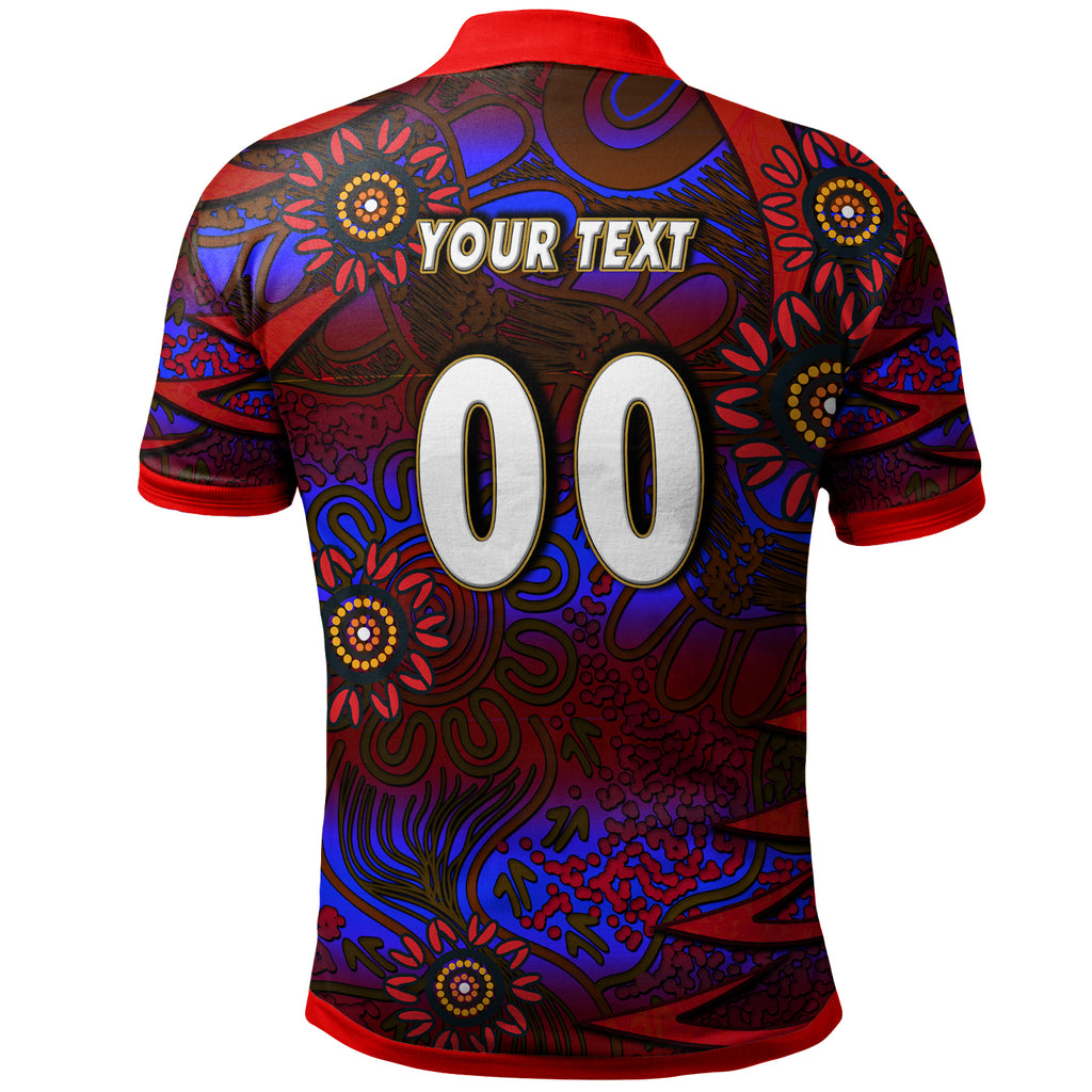 nrlw-knights-rugby-polo-shirt-custom-knights-womens-rugby-league-aboriginal-style-player-and-number-woman-polo-shirt