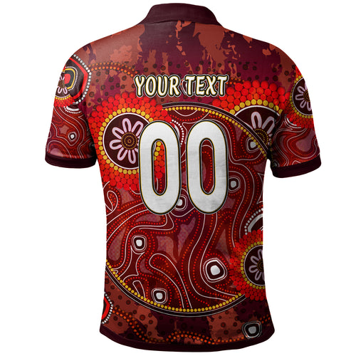 maroons-rugby-polo-shirt-custom-maroons-kangaroo-with-aboriginal-style-of-dot-painting-personalised-player-and-number-polo-shirt