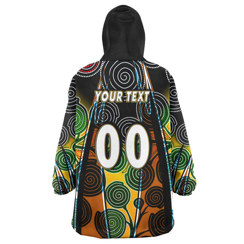 tigers-rugby-snug-hoodie-custom-tiger-rugby-ball-aboriginal-art-vector-painting-personalised-player-and-number-oodie-blanket