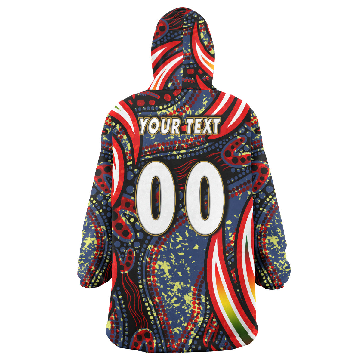 nrlw-roosters-rugby-snug-hoodie-custom-womens-rugby-league-with-aboriginal-style-player-and-number-oodie-blanket
