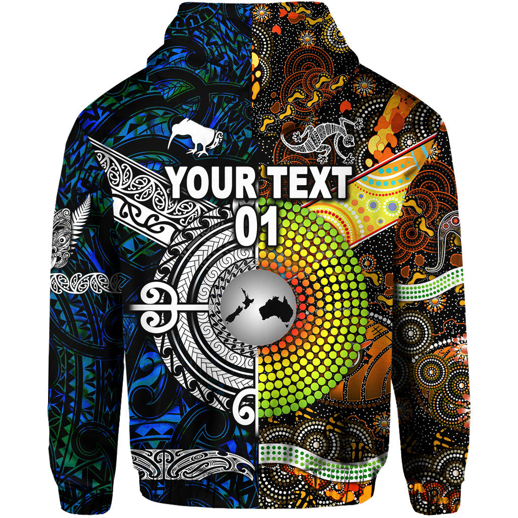custom-personalised-new-zealand-maori-aotearoa-and-australia-aboriginal-hoodie-together-blue-custom-text-and-number