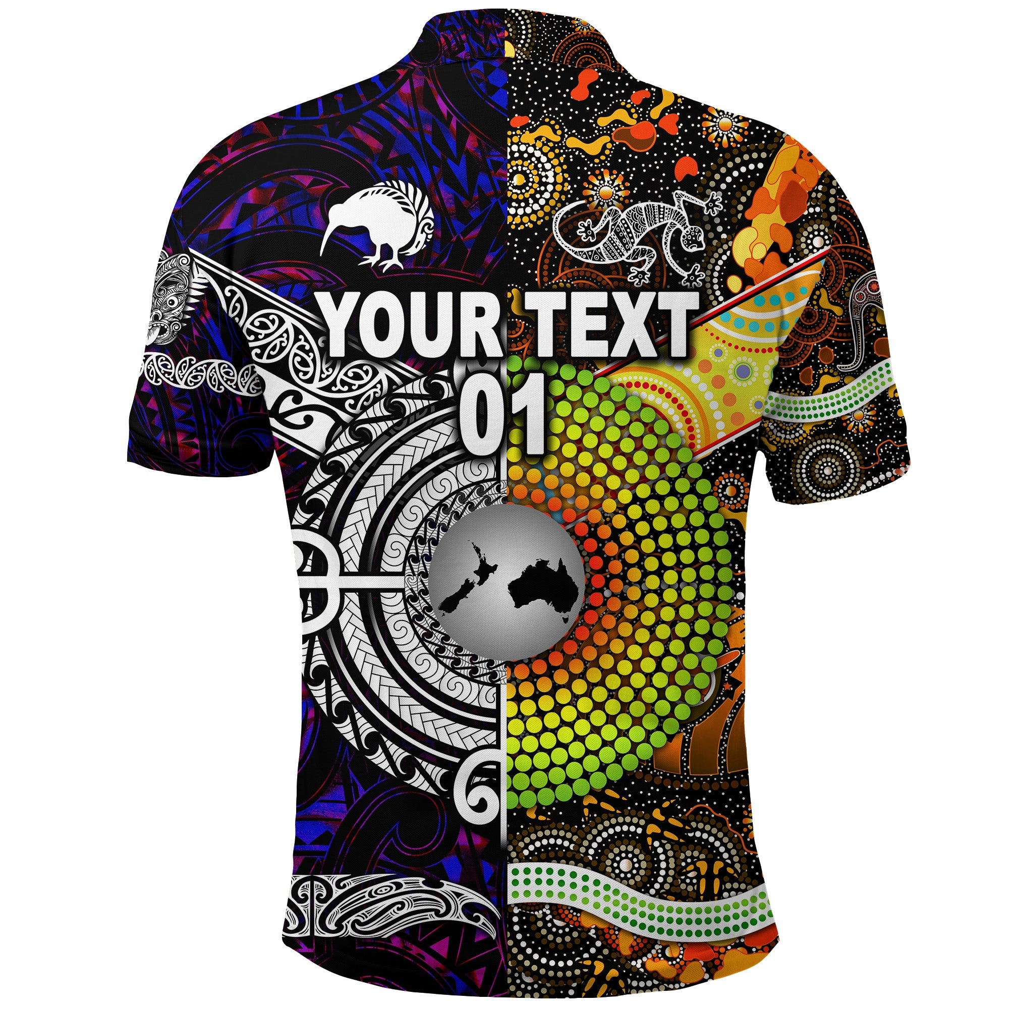 custom-personalised-new-zealand-maori-aotearoa-and-australia-aboriginal-polo-shirt-together-purple-custom-text-and-number