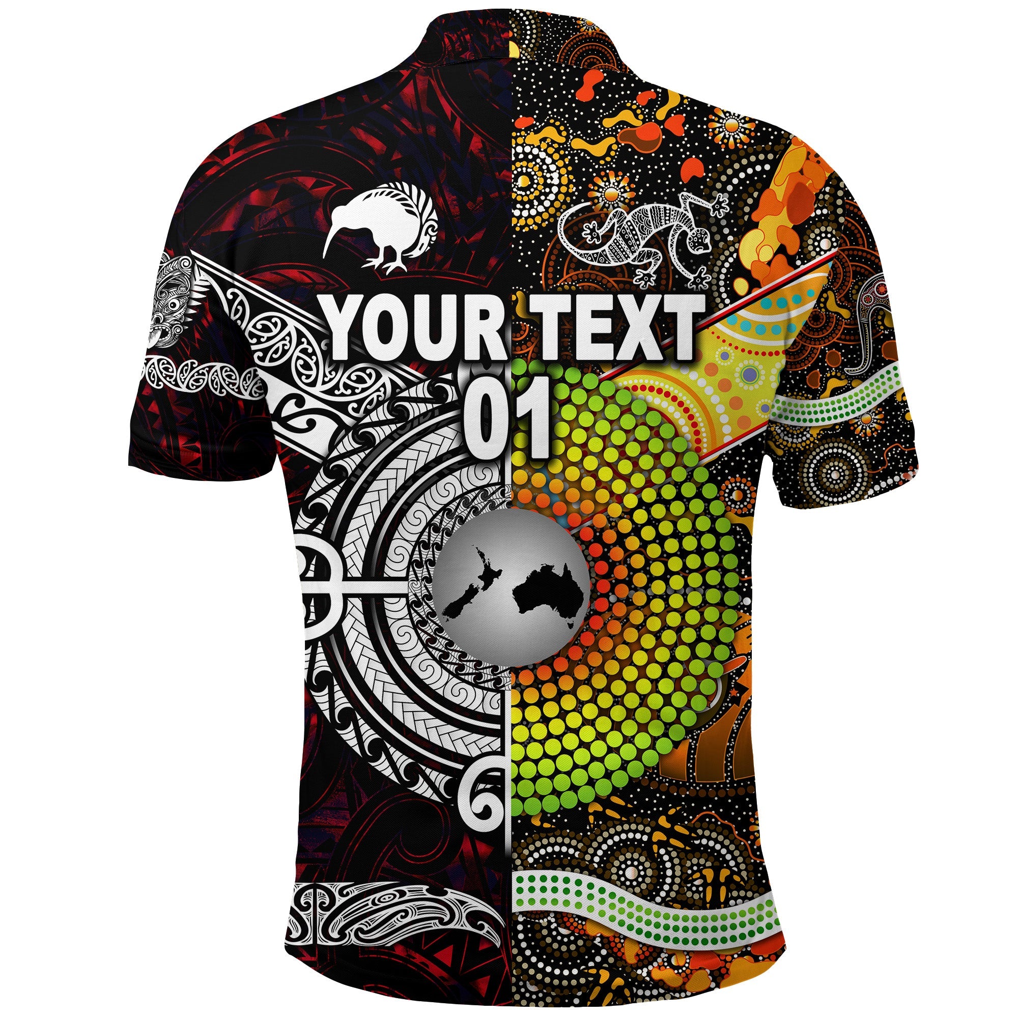 custom-personalised-new-zealand-maori-aotearoa-and-australia-aboriginal-polo-shirt-together-red-custom-text-and-number