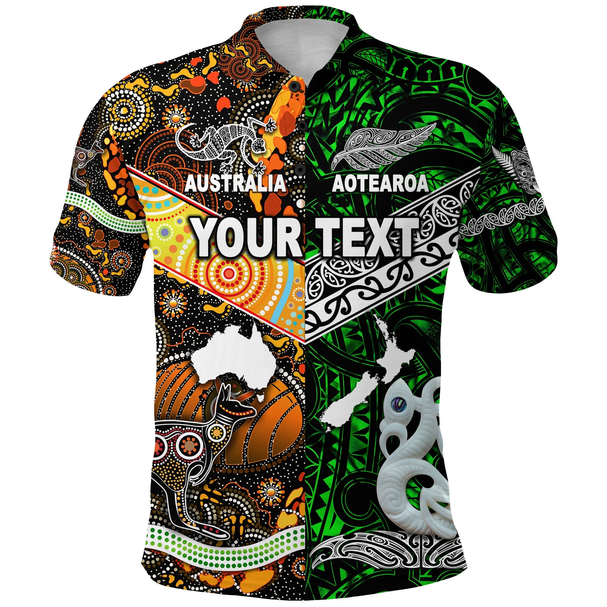 custom-personalised-new-zealand-maori-aotearoa-and-australia-aboriginal-polo-shirt-together-green