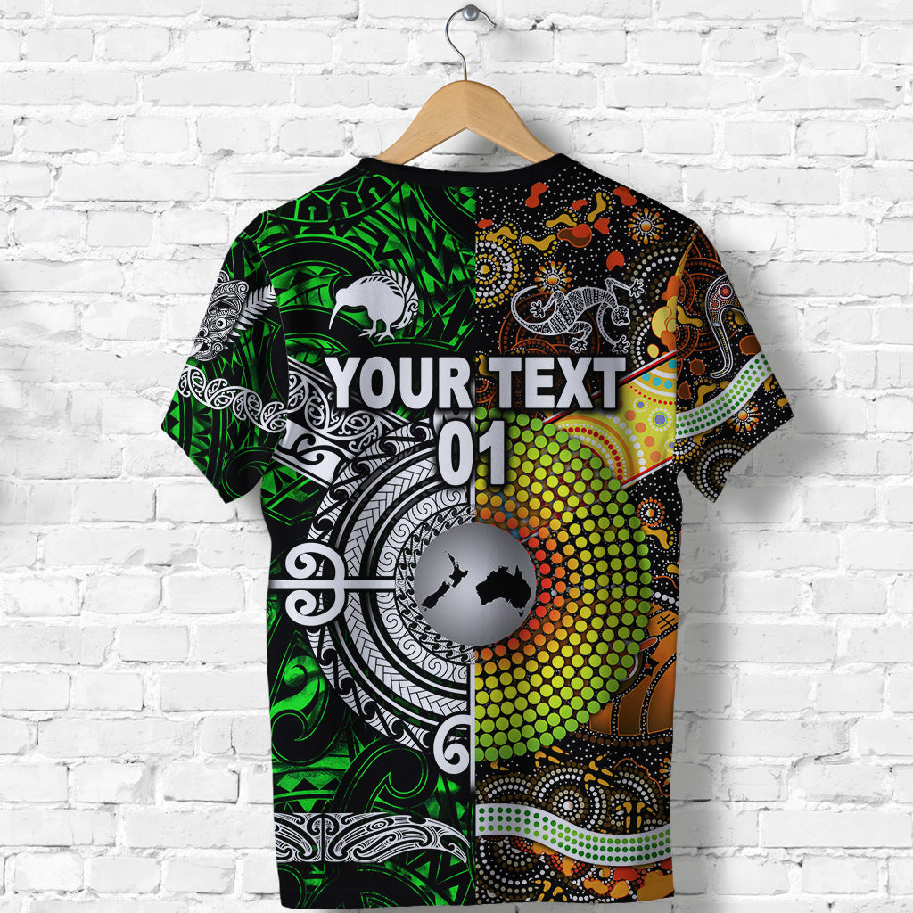 custom-personalised-new-zealand-maori-aotearoa-and-australia-aboriginal-t-shirt-together-green-custom-text-and-number