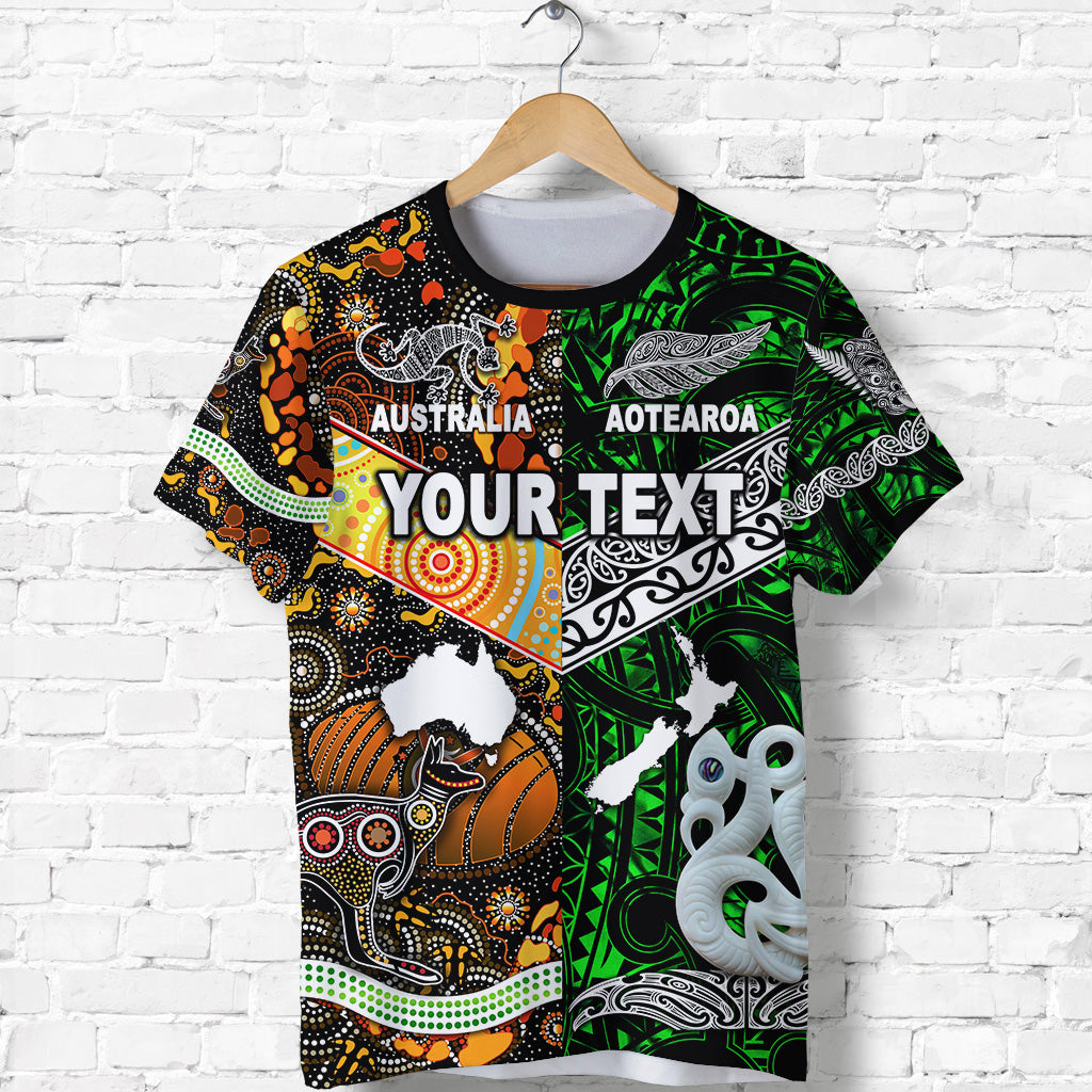 custom-personalised-new-zealand-maori-aotearoa-and-australia-aboriginal-t-shirt-together-green