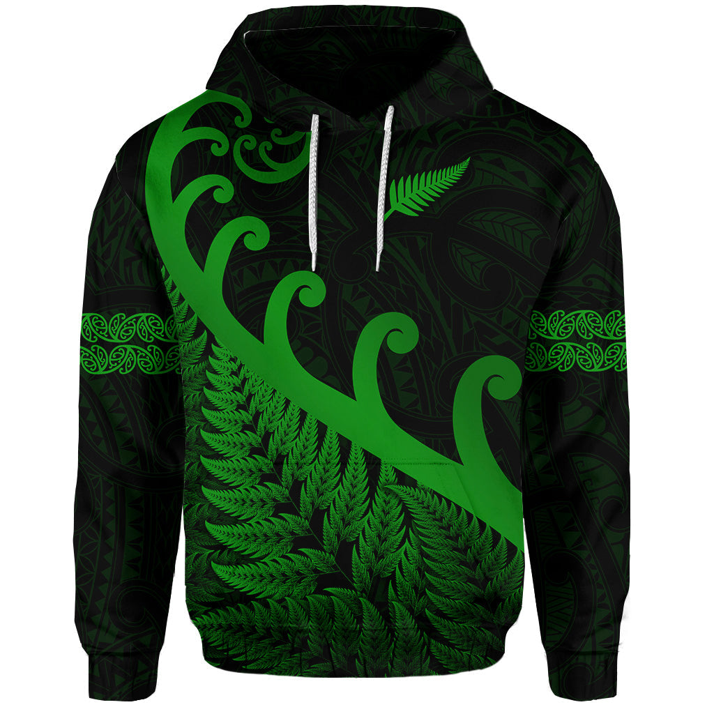 custom-personalised-new-zealand-rugby-maori-hoodie-silver-fern-koru-vibes-green