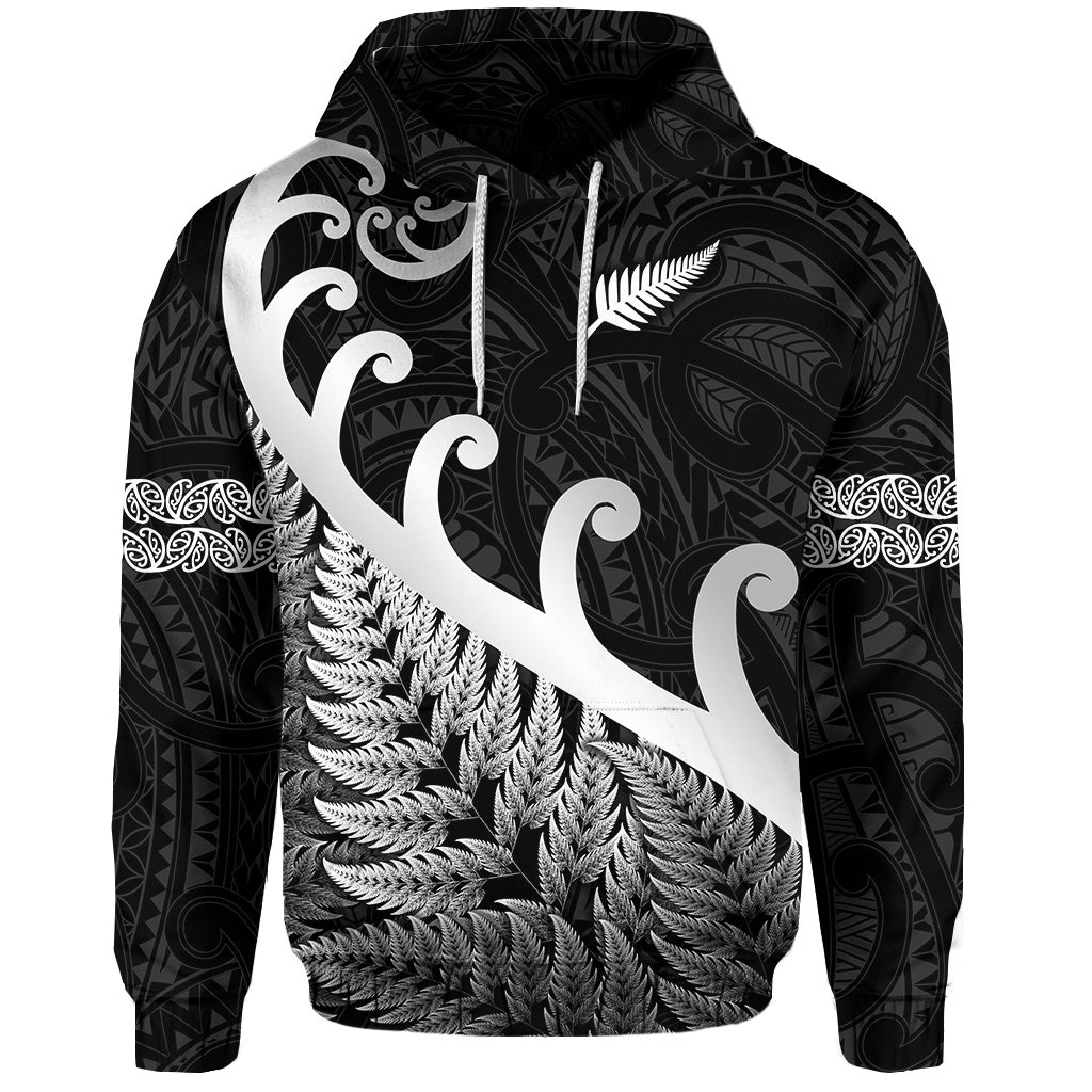 custom-personalised-new-zealand-rugby-maori-hoodie-silver-fern-koru-vibes-black