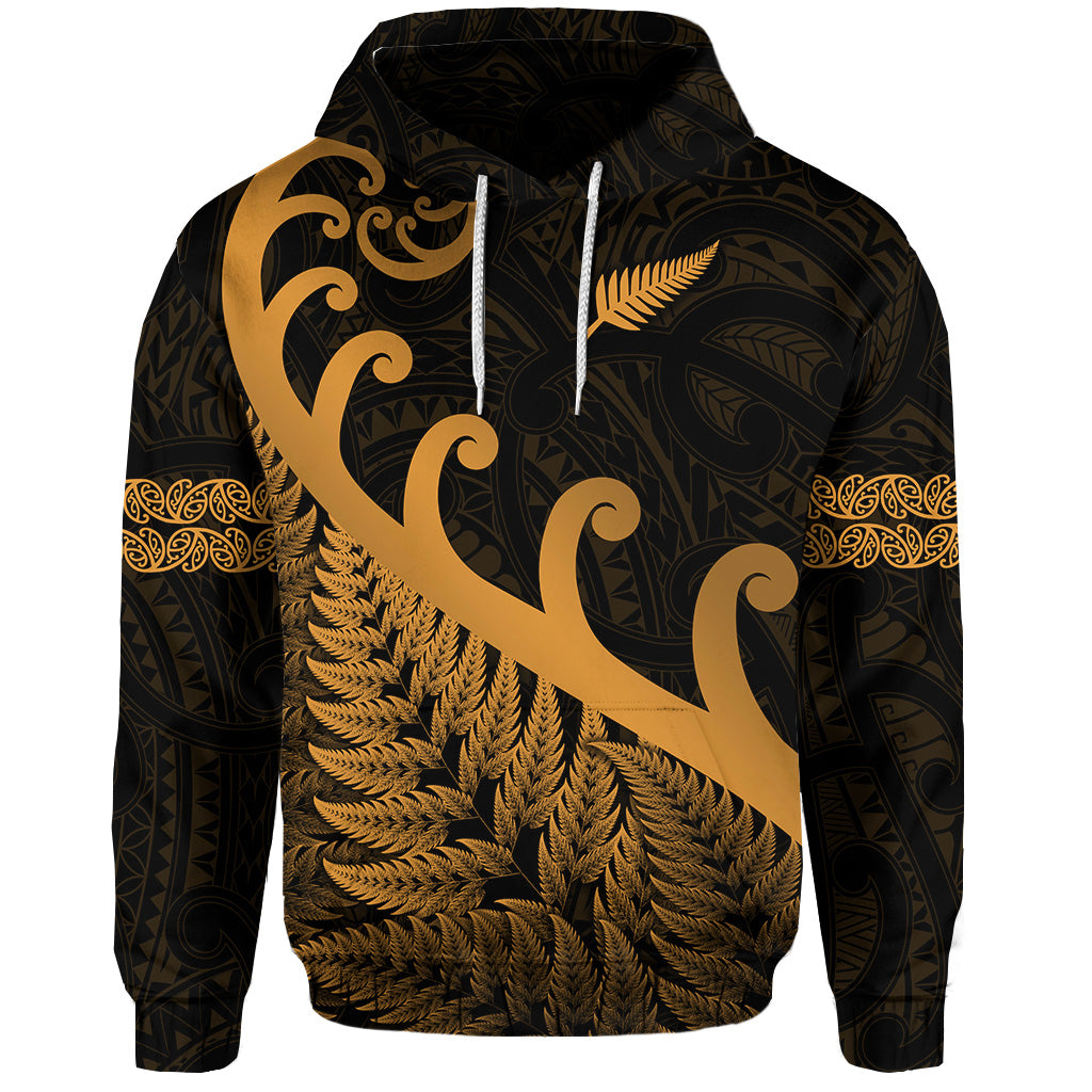 custom-personalised-new-zealand-rugby-maori-hoodie-silver-fern-koru-vibes-gold