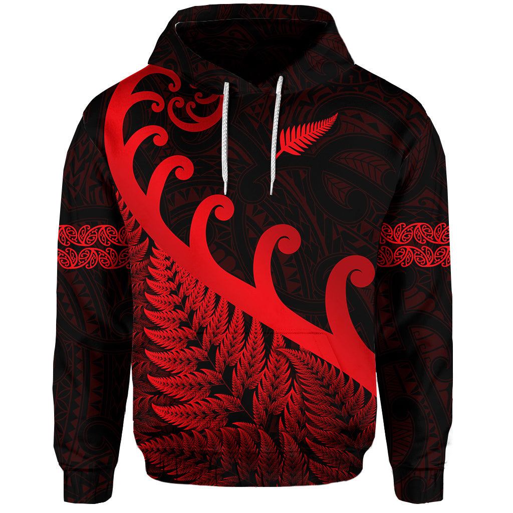 custom-personalised-new-zealand-rugby-maori-hoodie-silver-fern-koru-vibes-red
