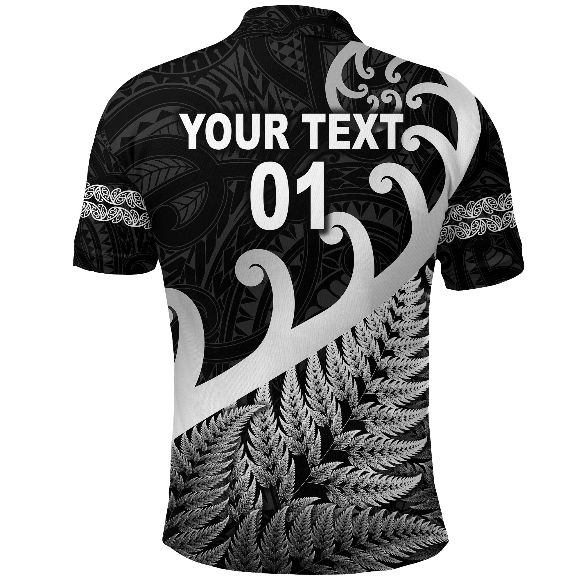 custom-personalised-new-zealand-rugby-maori-polo-shirt-silver-fern-koru-vibes-black