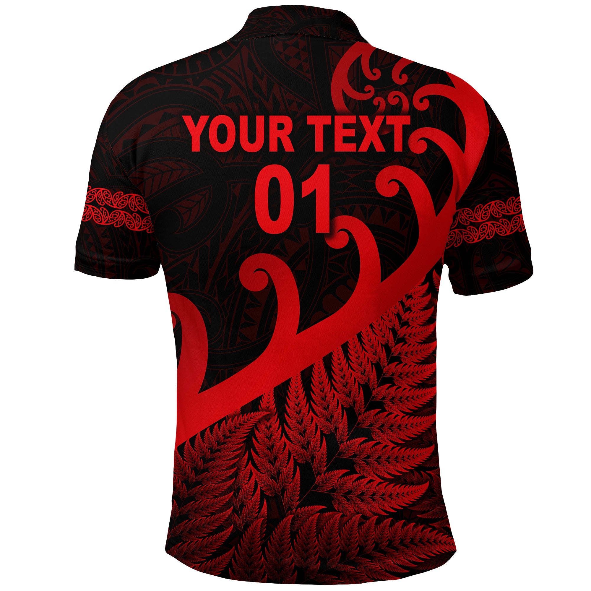custom-personalised-new-zealand-rugby-maori-polo-shirt-silver-fern-koru-vibes-red