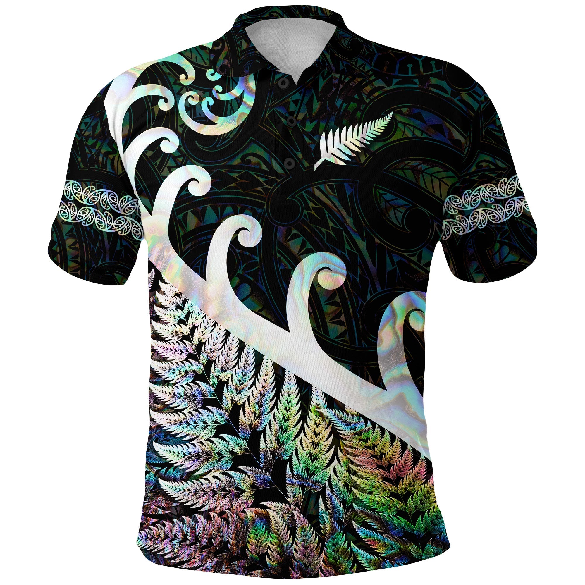 new-zealand-rugby-maori-polo-shirt-silver-fern-koru-vibes-paua-shell