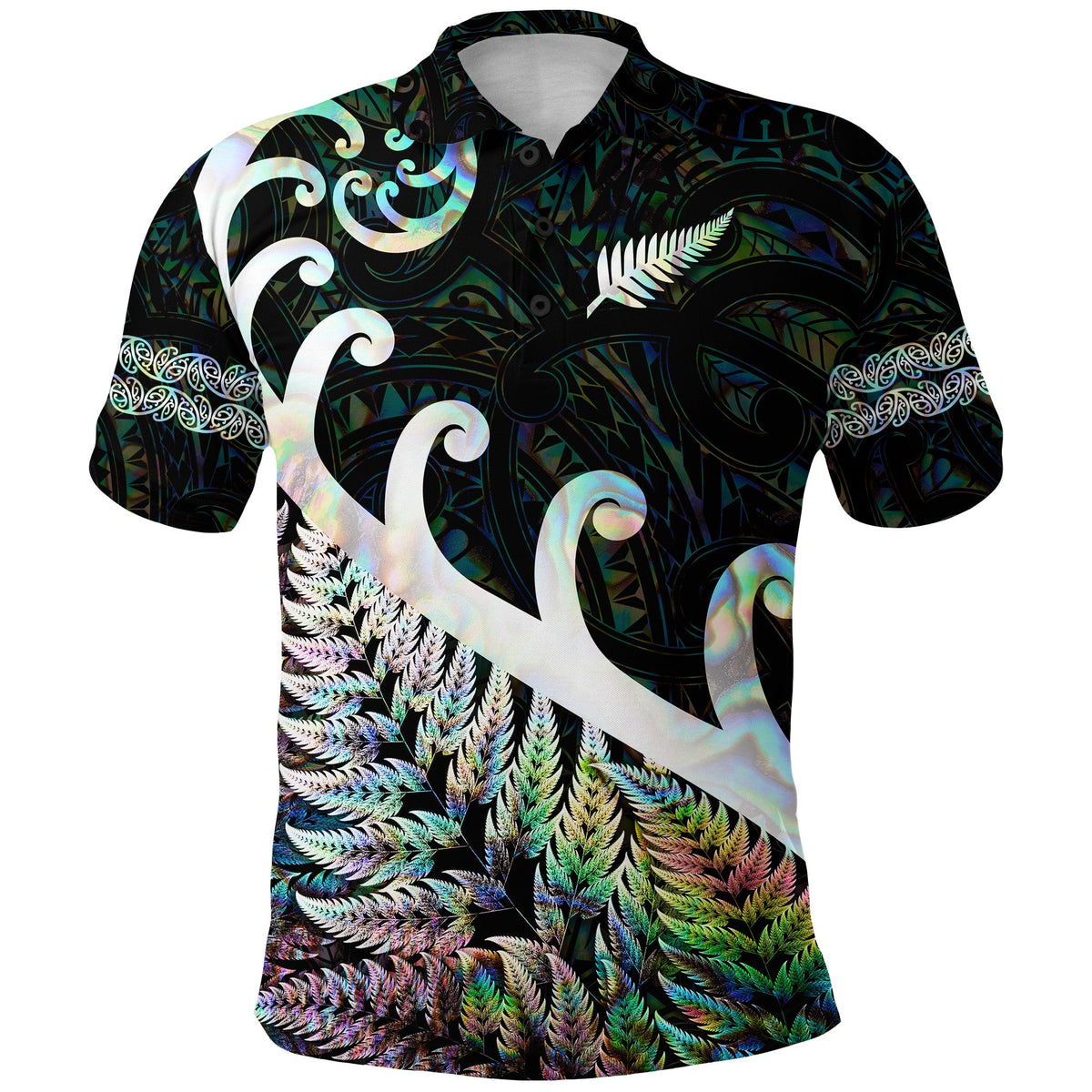 new-zealand-rugby-maori-polo-shirt-silver-fern-koru-vibes-paua-shell