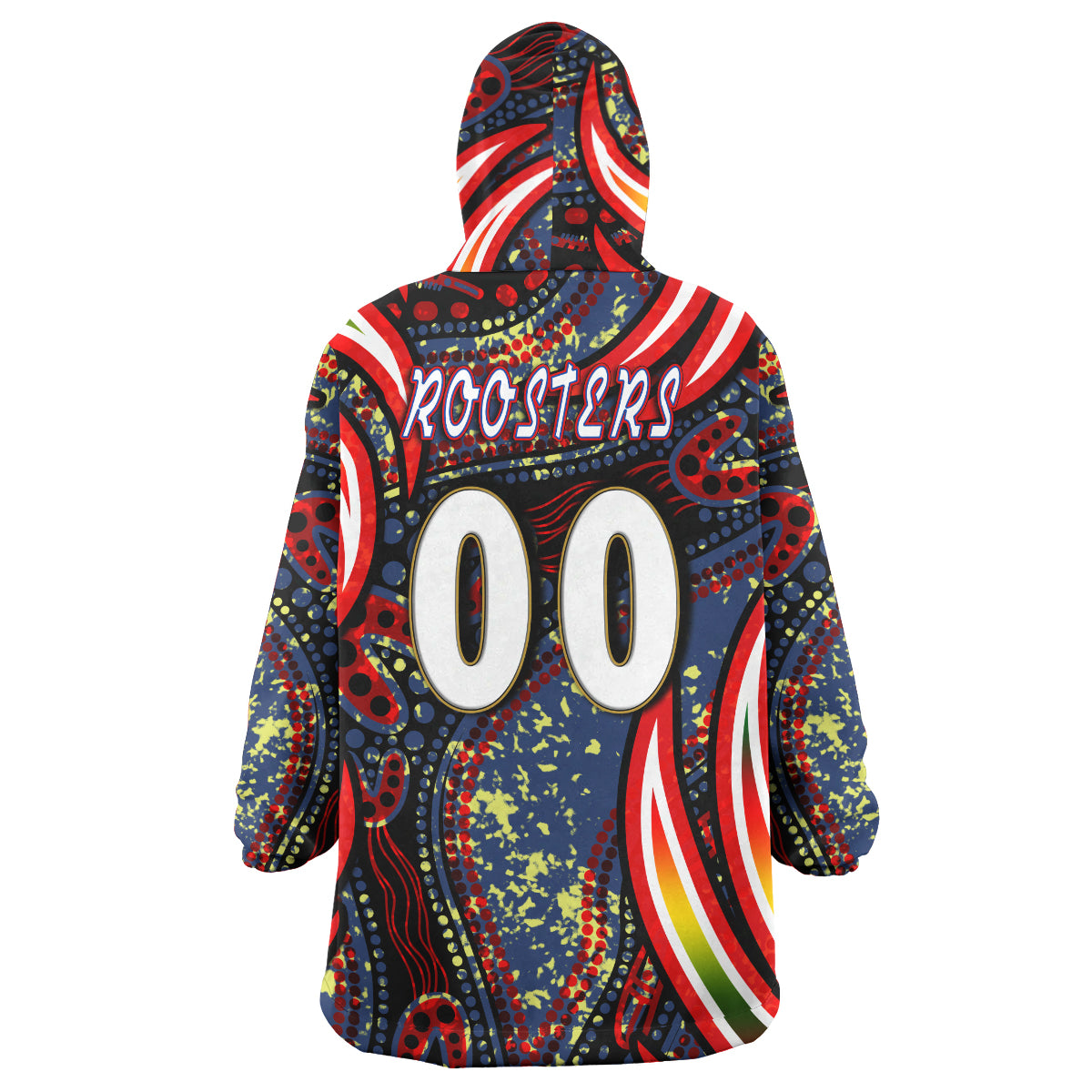 nrlw-roosters-rugby-snug-hoodie-custom-womens-rugby-league-with-aboriginal-style-player-and-number-oodie-blanket