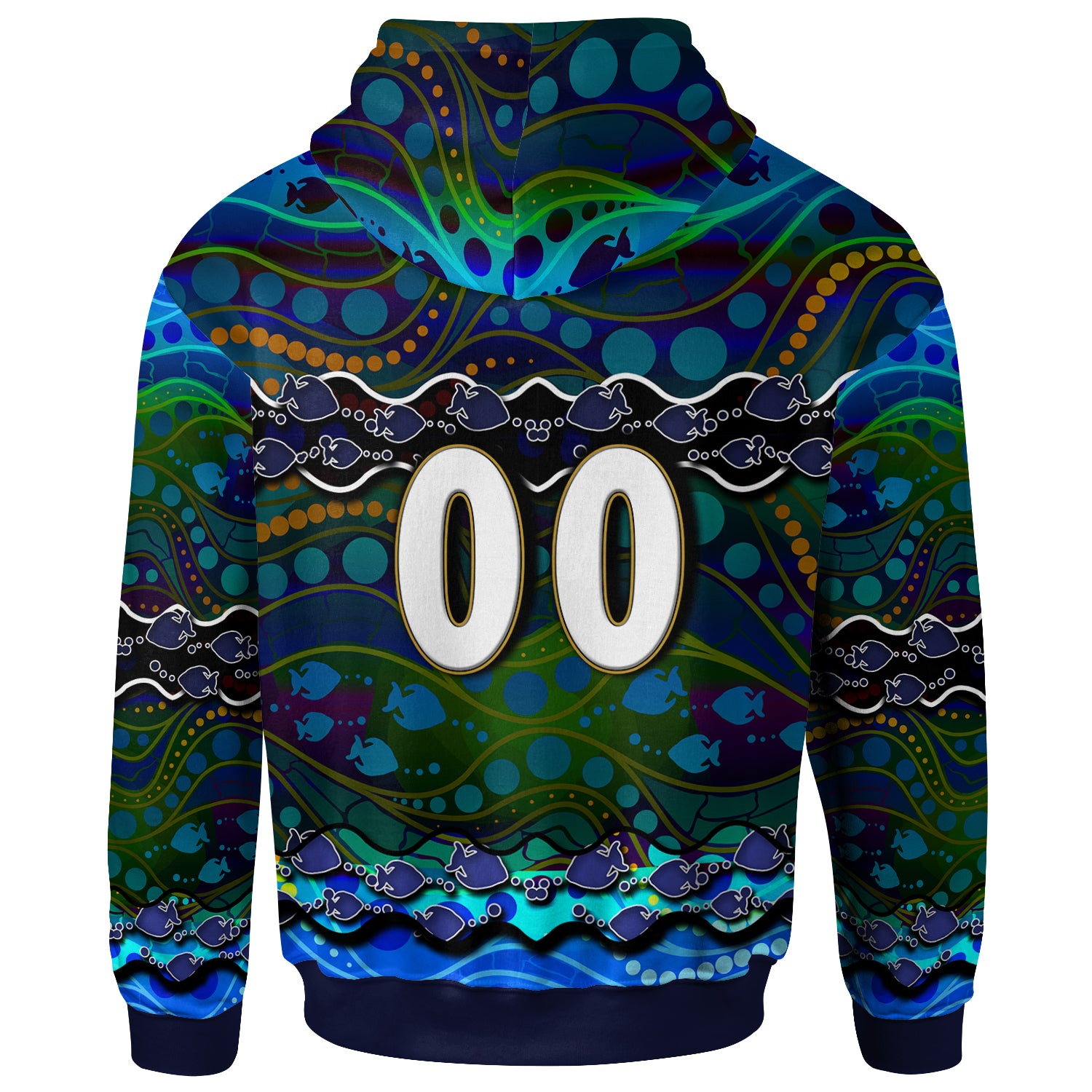 sharks-rugby-hoodie-custom-sharks-rugby-with-fish-aboriginal-style-personalised-player-and-number-hoodie