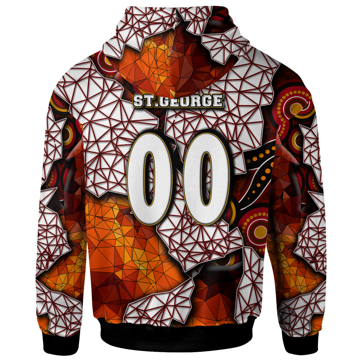 st-george-rugby-hoodie-custom-dragon-fire-rugby-with-aboriginal-art-personalised-player-and-number-hoodie