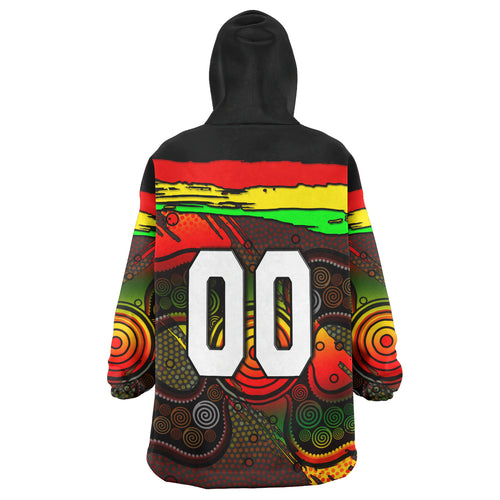panthers-rugby-snug-hoodie-custom-panther-with-aboriginal-style-of-dot-painting-personalised-player-and-number-oodie-blanket