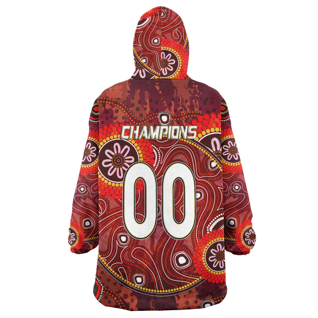 maroons-rugby-snug-hoodie-custom-maroons-kangaroo-with-aboriginal-style-of-dot-painting-personalised-player-and-number-oodie-blanket