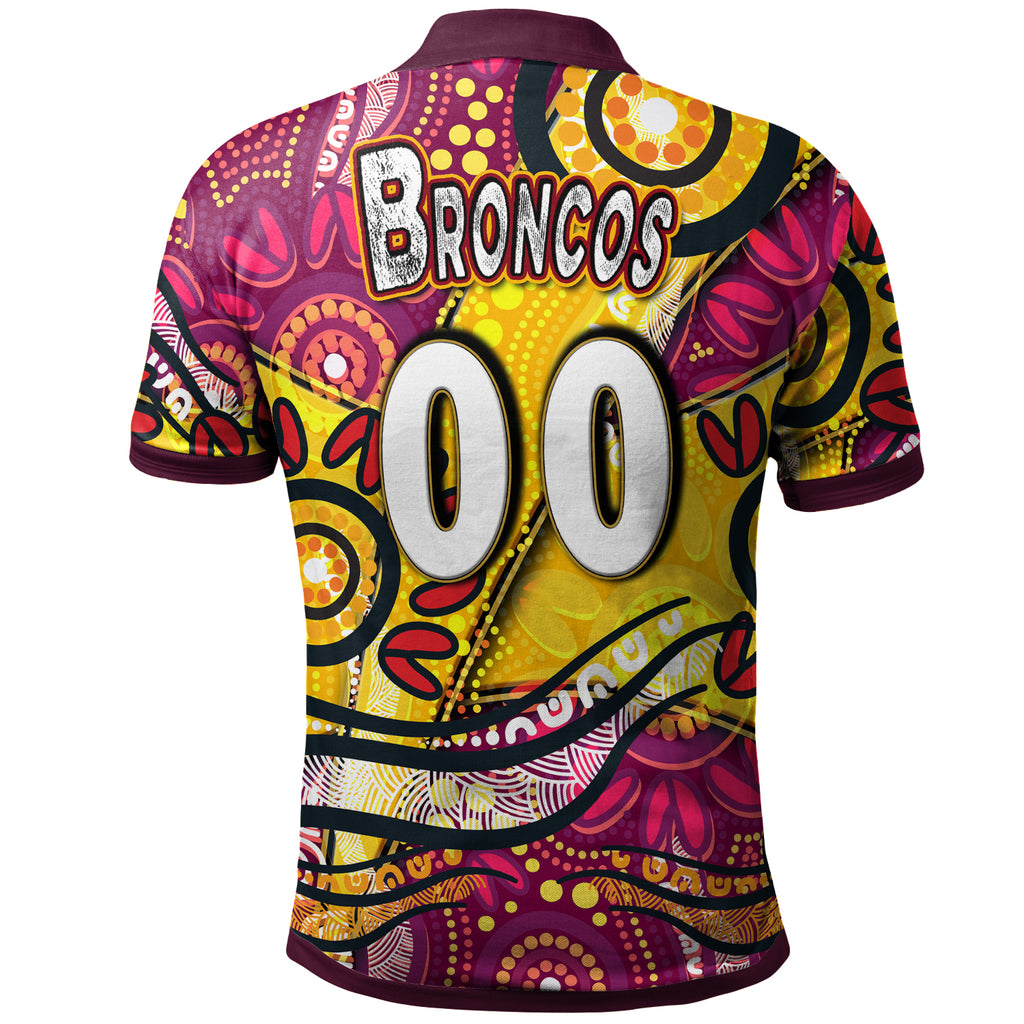 nrlw-broncos-rugby-polo-shirt-custom-broncos-rugby-womens-rugby-league-aboriginal-dot-painting-polo-shirt