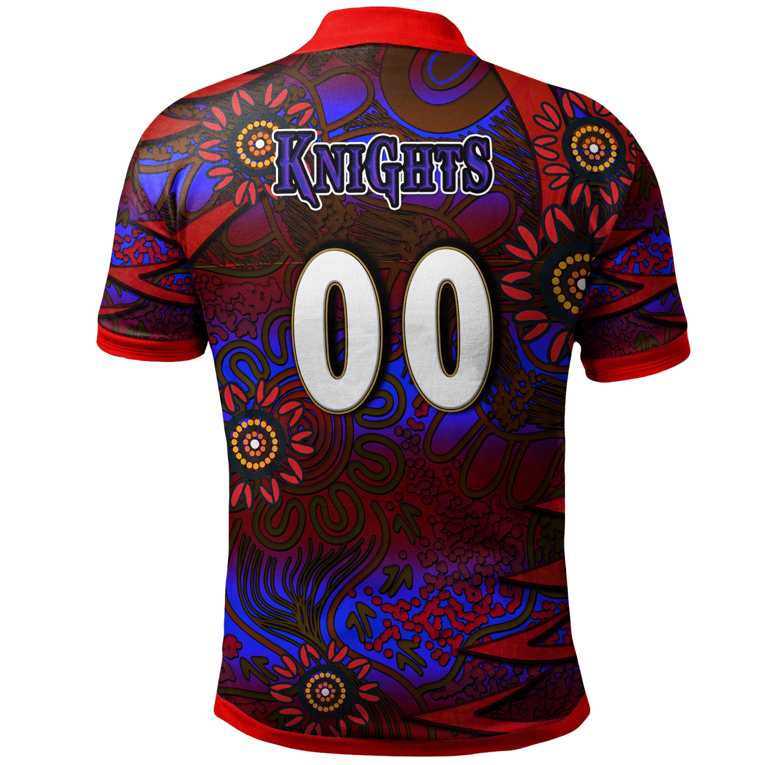 nrlw-knights-rugby-polo-shirt-custom-knights-womens-rugby-league-aboriginal-style-player-and-number-woman-polo-shirt