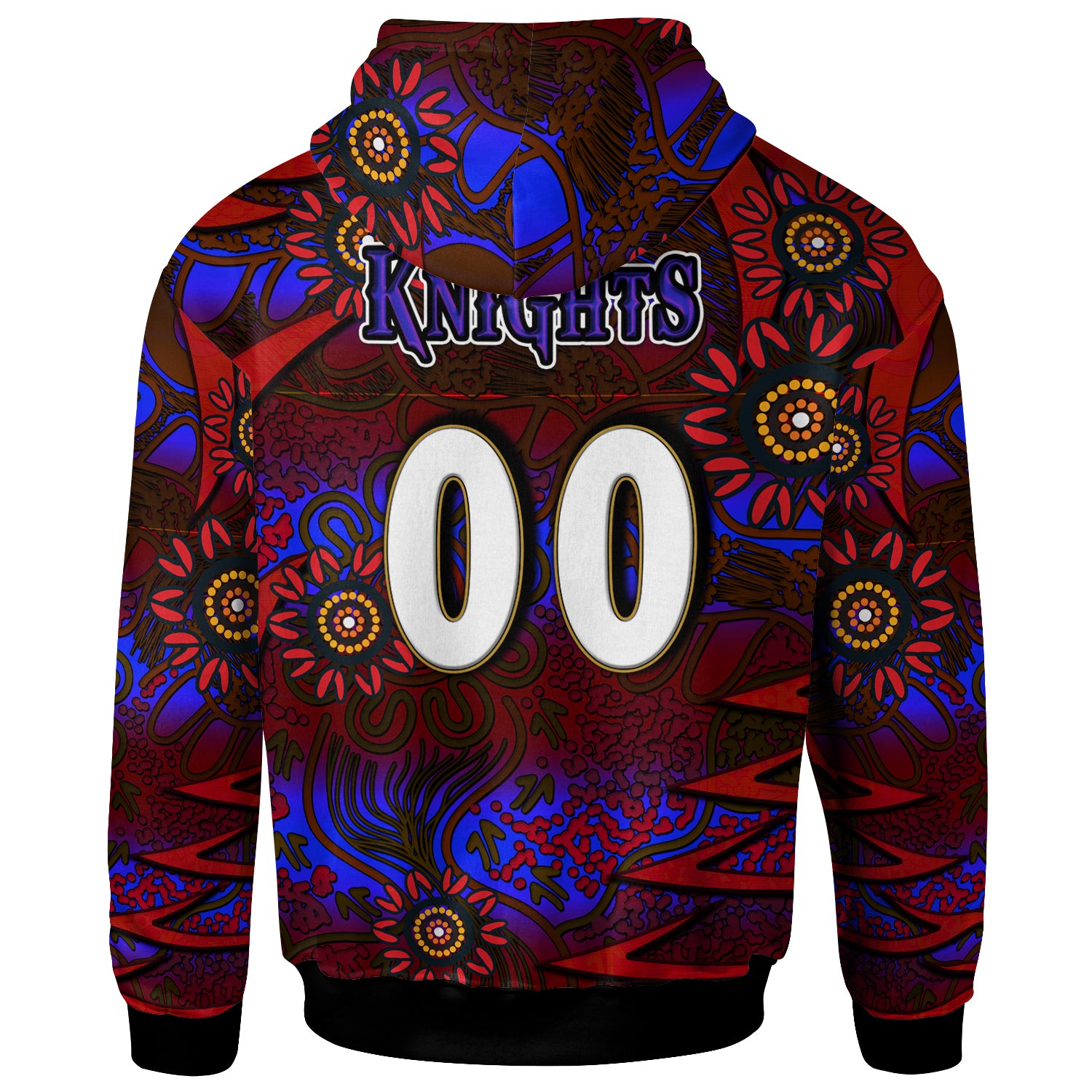 nrlw-knights-rugby-hoodie-custom-knights-womens-rugby-league-aboriginal-style-player-and-number-woman-hoodie
