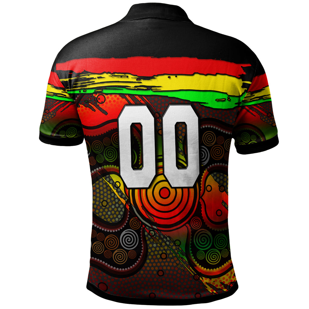panthers-rugby-polo-shirt-custom-panther-with-aboriginal-style-of-dot-painting-personalised-player-and-number-polo-shirt