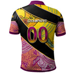 broncos-rugby-polo-shirt-custom-broncos-horse-rugby-with-aboriginal-dot-painting-personalised-player-and-number-polo-shirt