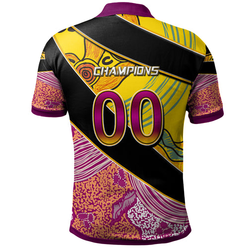 broncos-rugby-polo-shirt-custom-broncos-horse-rugby-with-aboriginal-dot-painting-personalised-player-and-number-polo-shirt
