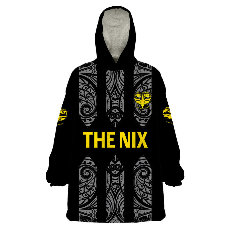 custom-personalised-wellington-phoenix-the-nix-maori-wearable-blanket-hoodie-soccer-club-original-style-black