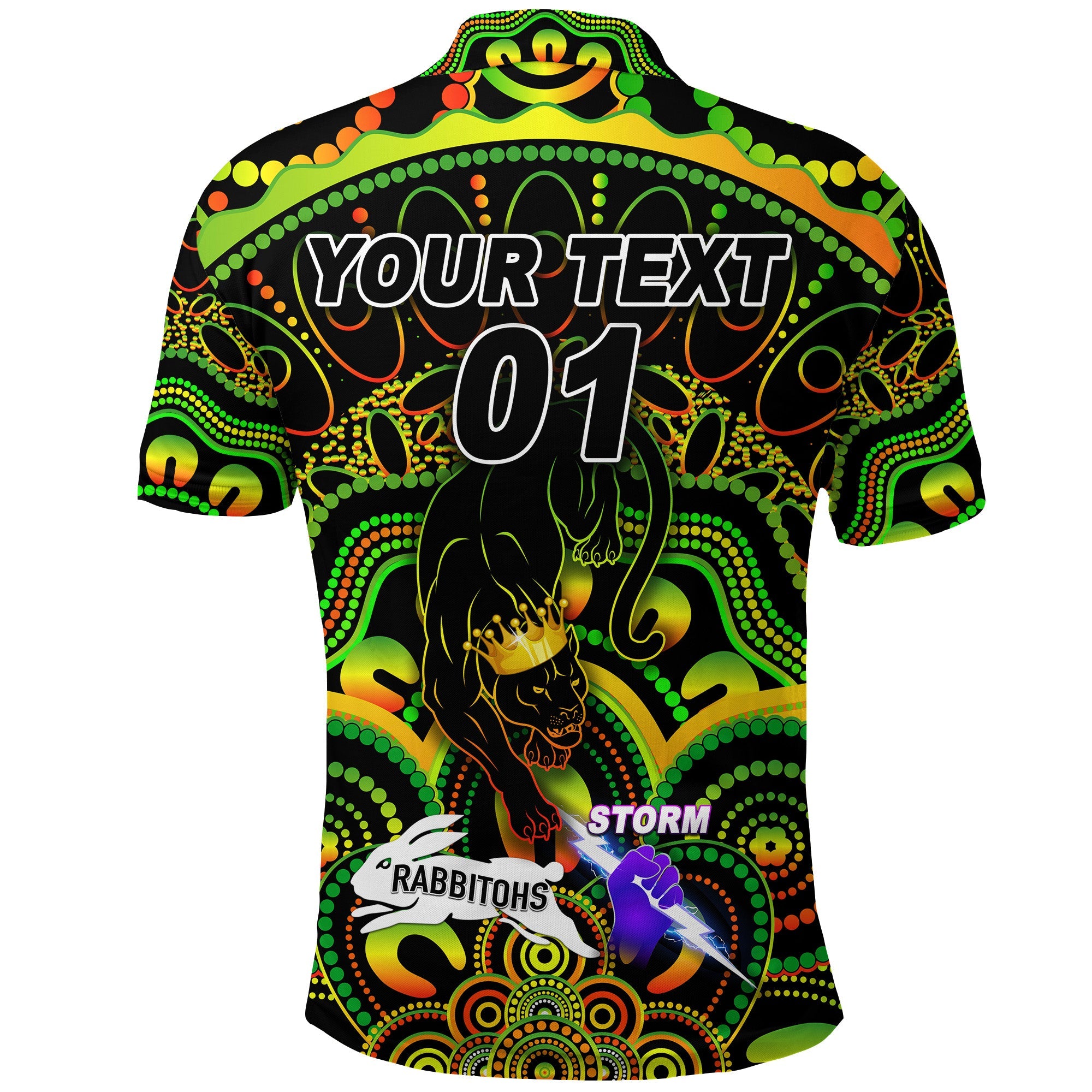 custom-personalised-penrith-panthers-polo-shirt-2021-indigenous-premiers-the-king-custom-text-and-number
