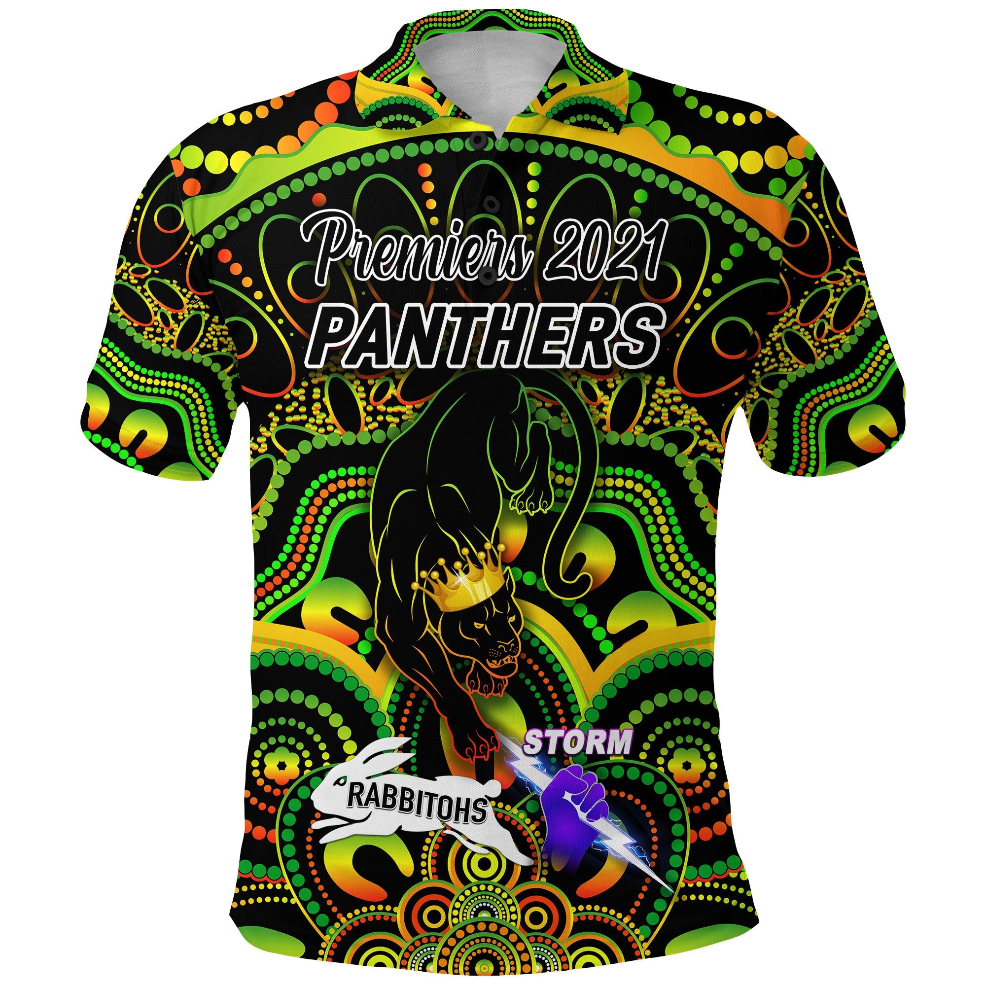 custom-personalised-penrith-panthers-polo-shirt-2021-indigenous-premiers-the-king-custom-text-and-number