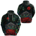 Warriors Rugby Hoodie New Zealand Mount Taranaki With Poppy Flowers Anzac Vibes - Paua Shell
