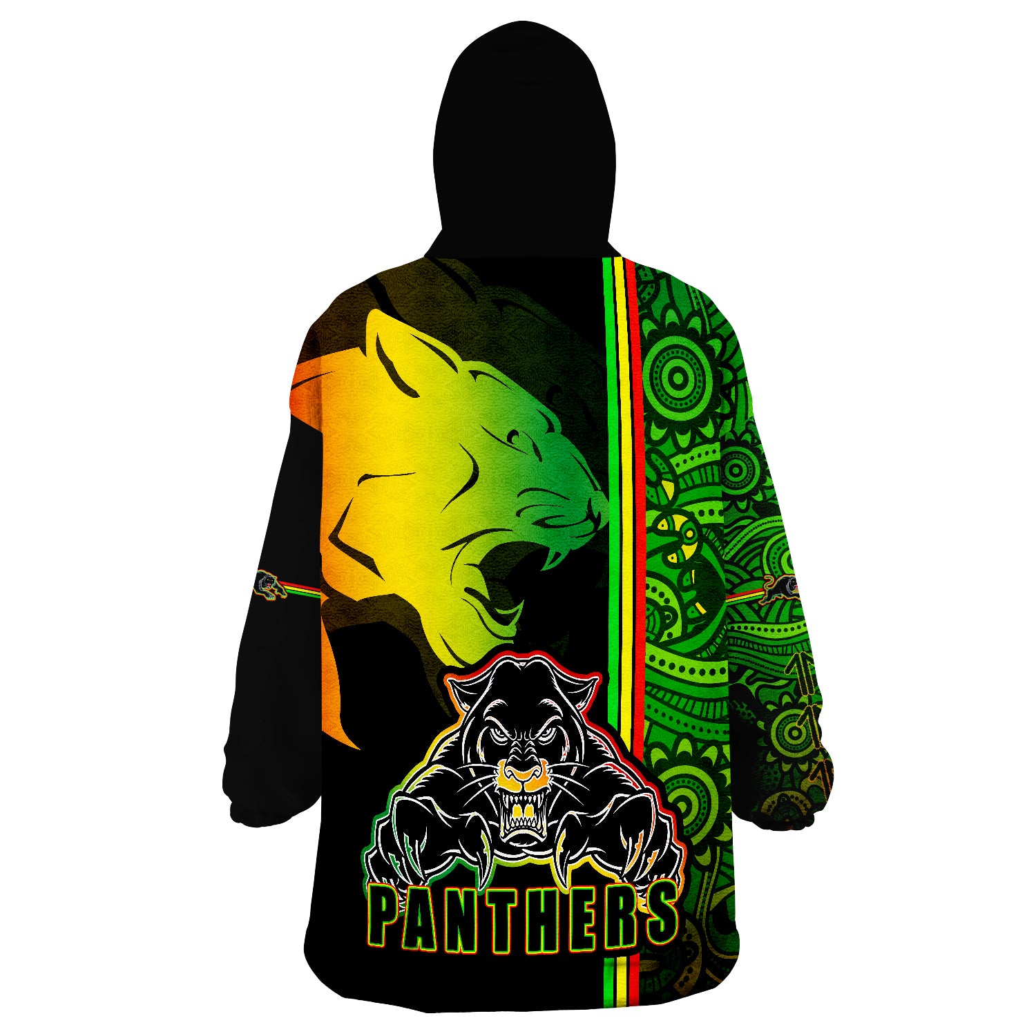penrith-panthers-angry-panther-indigenous-aboriginal-style-wearable-blanket-hoodie