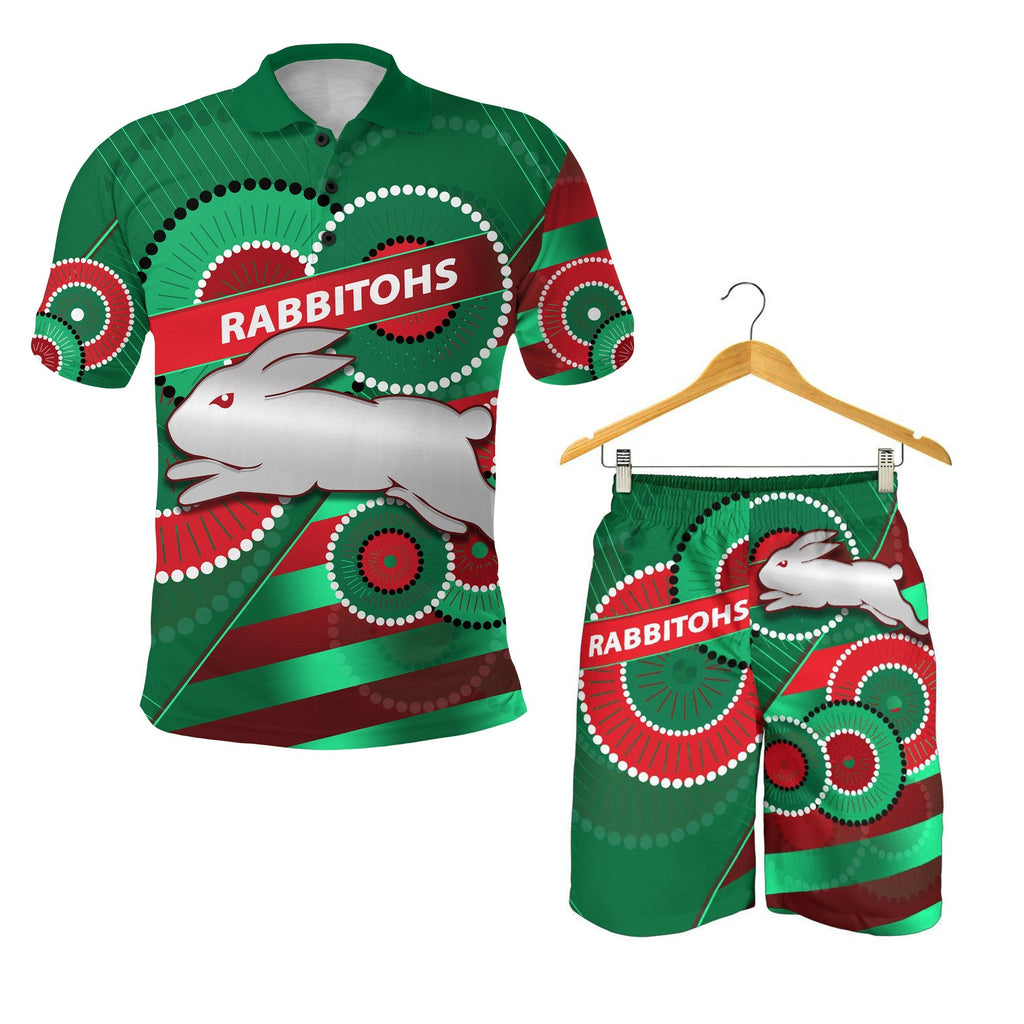 combo-polo-shirt-and-men-short-rabbitohs-indigenous-bravery