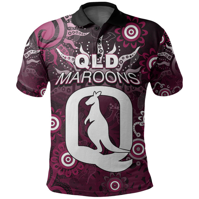 (Custom Personalised) QLD Maroons Polo Shirt Aboriginal  LT6