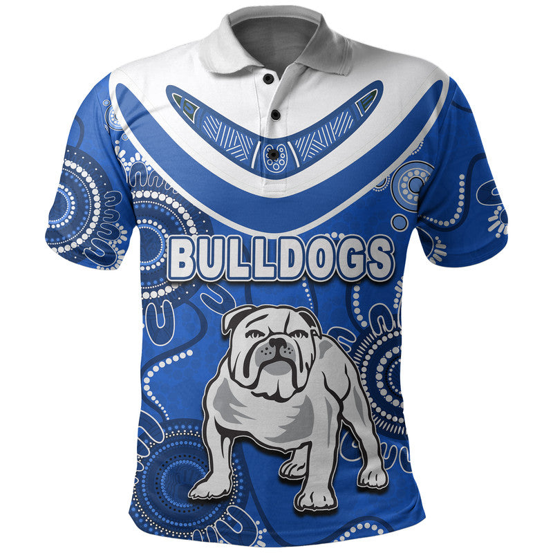 (Custom Personalised) Bulldogs Rugby Aboriginal Boomerang Polo Shirt Jersey 