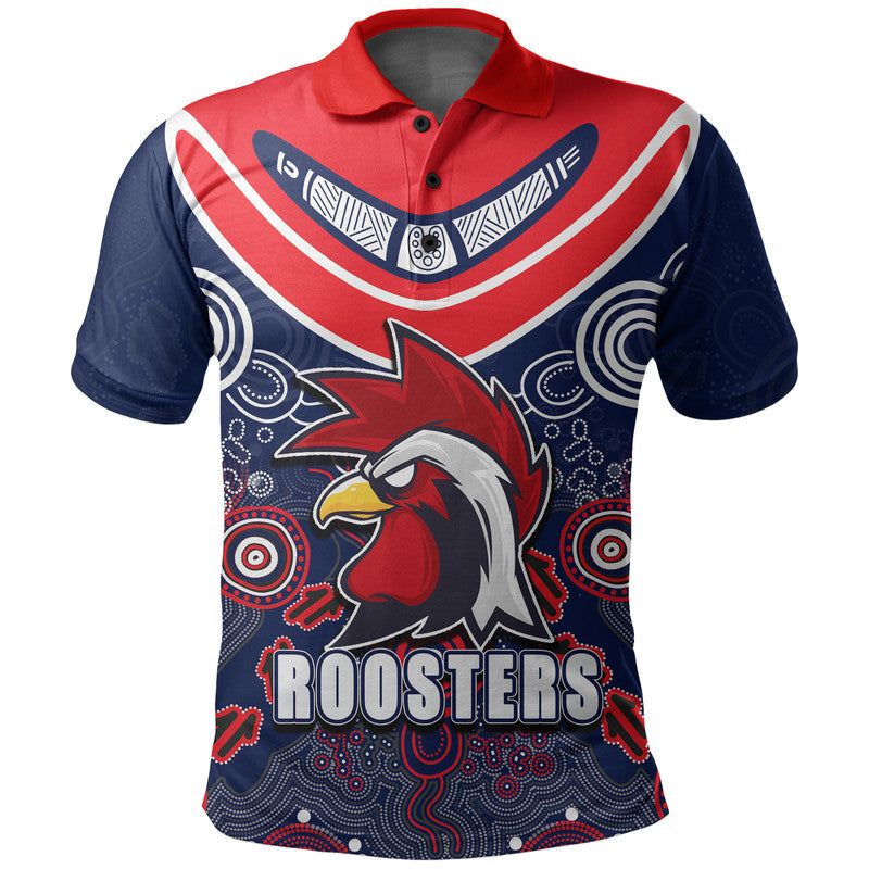 custom-personalised-sydney-roosters-boomerang-aboriginal-polo-shirt