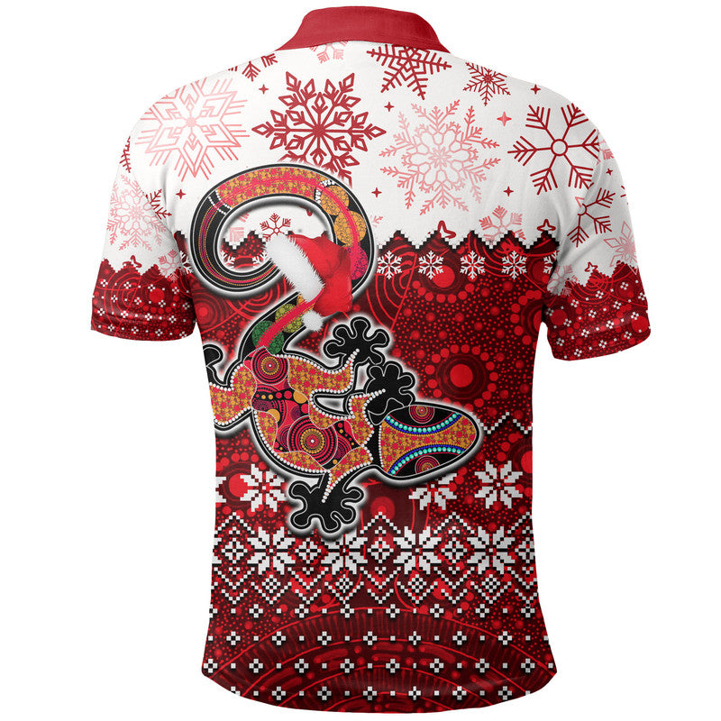 aboriginal-christmas-2022-lizard-polo-shirt-red-style