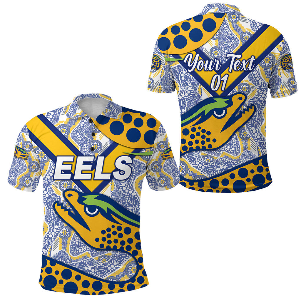 custom-personalised-parramatta-eels-polo-shirt-2021-indigenous-simple-style-white-custom-text-and-number