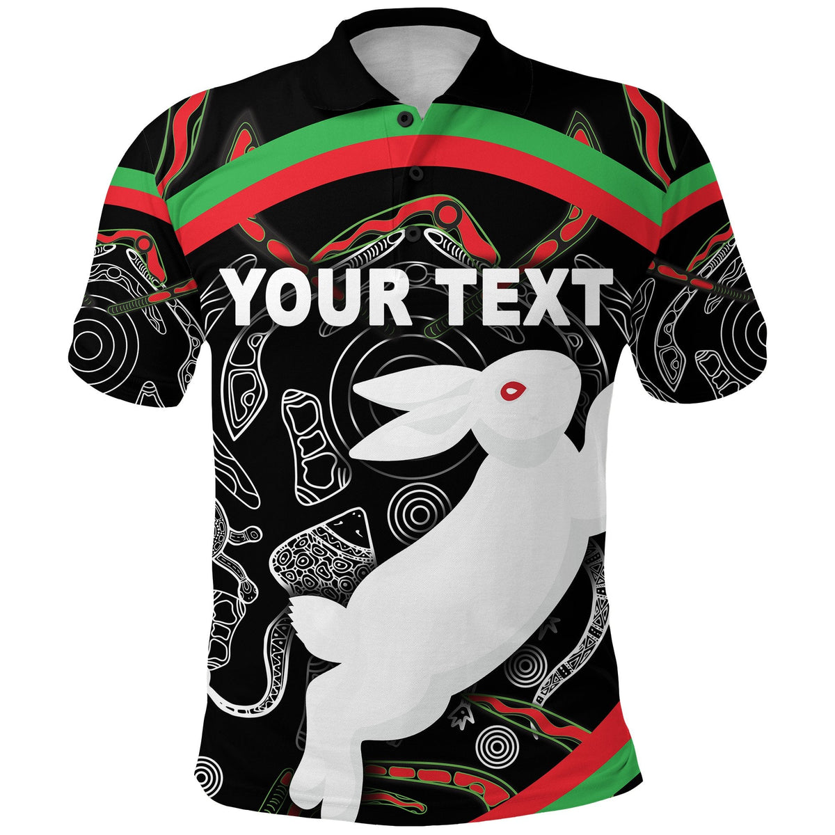 custom-personalised-rabbitohs-polo-shirt-indigenous-mystery-vibes